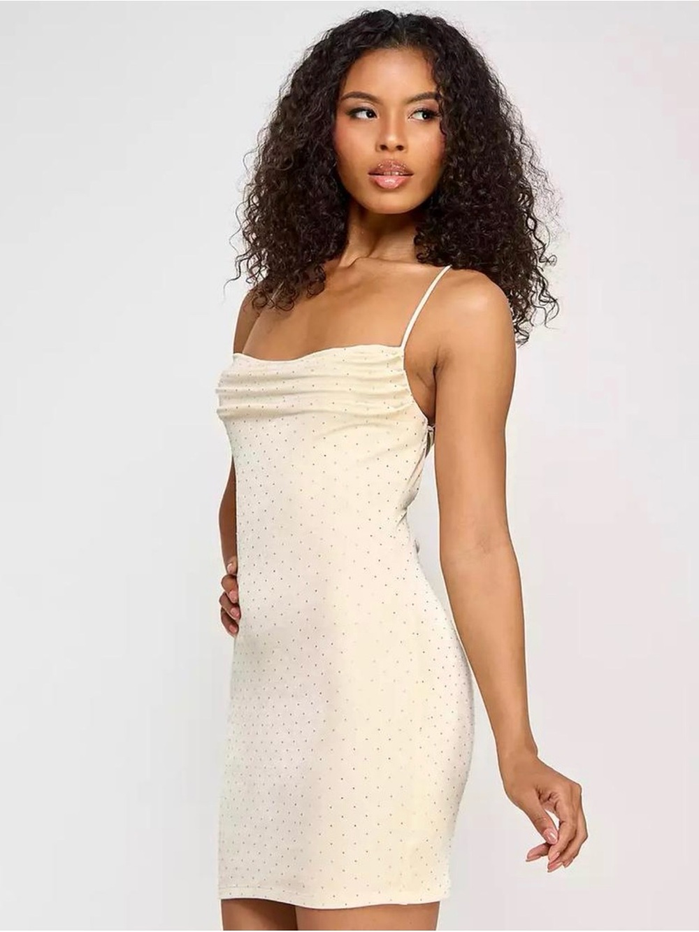 NWT City Studios Cream Slip Mini Dress with Micro Dot Detail Sz medium juniors